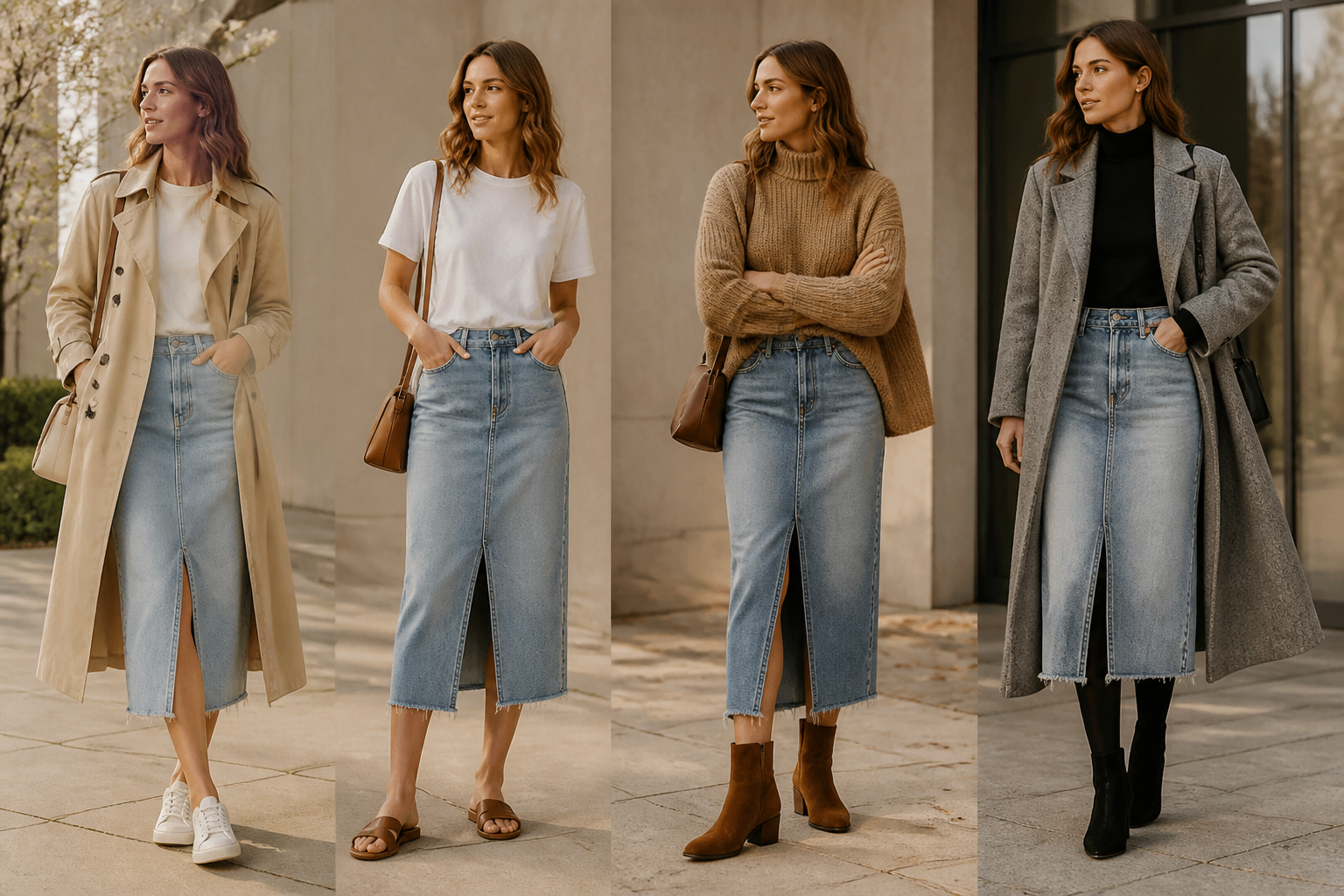 denim rok outfits combineren