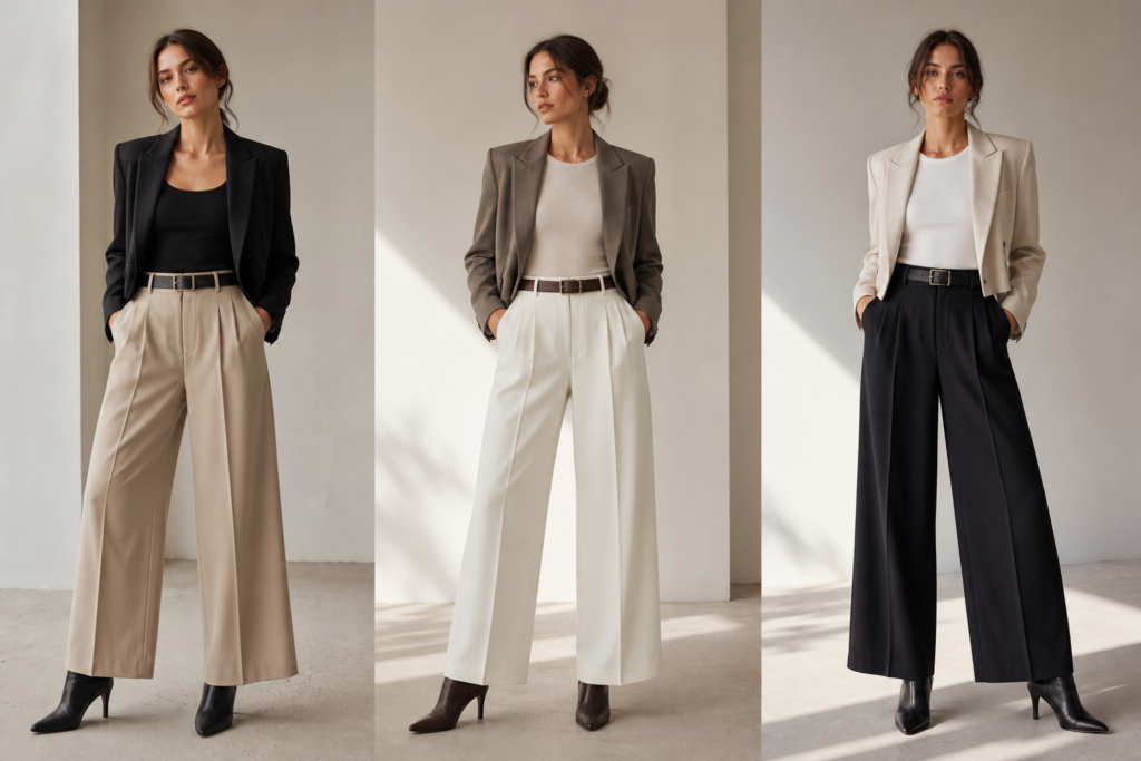 wijde broek outfits combineren